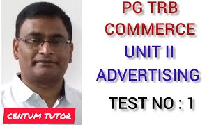 PG TRB COMMERCE  UNIT 2 ADVERTISEMENT  TEST NO 1 [upl. by Claman]