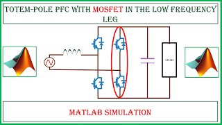 Totempole PFC with MOSFET in the low frequency leg  MATLAB Simulation  Tech Simulator [upl. by Aseefan345]