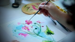 Beginner Tutorial 🎨🌸 Anemonen Mischtechnik Aquarell amp Tusche [upl. by Ellenhoj]