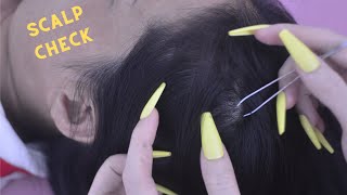 ASMR Nape amp Scalp Check With Tweezers Tingly Hair Parting Hair Rubbing Hair Play For Sleep [upl. by Tiduj]