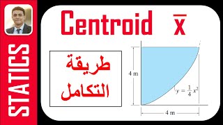 STATICS centroid x of an area integration methodمركز الثقل لمساحة شكل باستخدام طريقة التكامل [upl. by Jablon433]