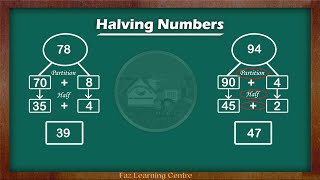 Halving Numbers  Maths Made Easy  Faz Learning Centre [upl. by Hannej]