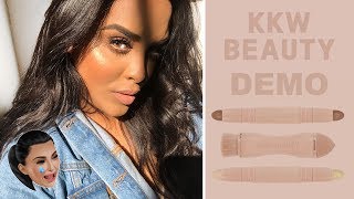 KKW BEAUTY CONTOUR amp HIGHLIGHT STICKS DEMO amp REVIEW NikkisSecretx [upl. by Eleumas719]