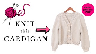 Knit an Easy Button Cardigan  FREE Knitting Pattern  Tutorial [upl. by Moya]