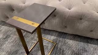 VASAGLE End Table C Shaped TV Tray with Metal Frame Rolling Casters Industrial for Living Room [upl. by Annoyt263]