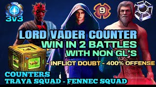 3v3 R9 LORD VADERMAULMALICOS OMICRON COUNTER WIN IN 2  SWGOH\GAC [upl. by Sisto]