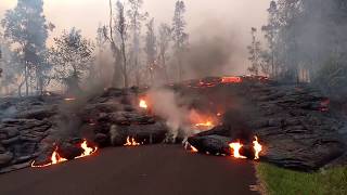 Leilani Estates Pahoehoe Lava Flow Update 540 AM May 28 2018 Kilauea eruption [upl. by Purpura]