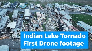 Ohio tornado damage drone footage Homes and trailers in Indian Lake leveled after 2024 storm [upl. by Nhor434]