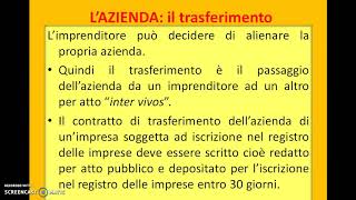 L AZIENDA IL TRASFERIMENTO E I SUOI EFFETTI [upl. by Arihaj499]