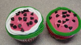 Decorating Cupcakes 55 Watermelon [upl. by Francie]