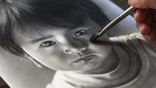 How to draw portrait with charcoal powder  ASMR drawing [upl. by Alderson68]