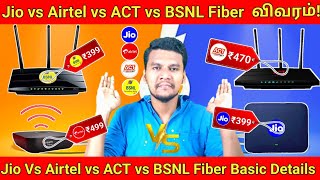 Jio amp Airtel amp ACT amp BSNL Fiber Connection Basic Plan amp Cost Details In Tamil  Best Broadband Tamil [upl. by Hynes]