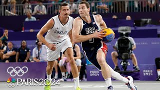 Serbia defeats USA Jimmer Fredette as gold medal favorites meet in pool play  Paris Olympics [upl. by Newob]