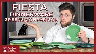 Fiesta Dinnerware Green Comparison  Meadow Vintage Sea Mist Chartreuse p86 Evergreen Shamrock [upl. by Alsworth]