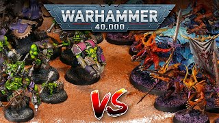 Orks vs Khorne Daemons Warhammer 40k DEATHMATCH Game 1 [upl. by Nnaeel]