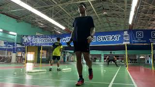 BADMINTON TRAINING Training my Footworks and my Long Shots with Coach Angelo Bajamundi NCAA MVP [upl. by Ecirtaed729]