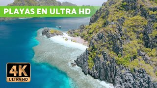 Vídeos 4K de PLAYAS RELAJANTES con música 🏝️ Paisajes en Ultra HD [upl. by Dlorej]