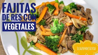 Fajitas de Res con Vegetales  ElSazóndeSilvia [upl. by Ainos]