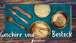 Geschirr und Besteck aus einem Birkenstamm 🍽 🌳 [upl. by Evyn]