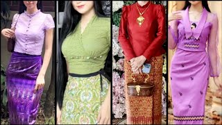 So beautiful and ethnic style bodycon Myanmar dresses with skirts part 2 [upl. by Oilla]