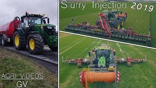 Slurry 2019  John Deere 6230R  John Deere 6175R  Steyr 6300  Slurry injection 2019  4K [upl. by Kliman]