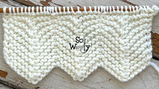 How to knit the most amazing onerow repeat Chevron stitch English amp Continental  So Woolly [upl. by Nylle]