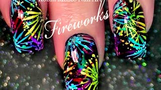 DIY Easy Firework Nail Art  4th of july Nails Design Tutorial [upl. by Eisenstark264]