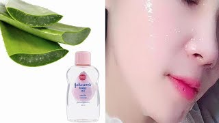 Apply Aloe Vera and Johnson Baby Oil to Skin whitening at home [upl. by Conney]