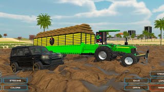 John Deere 5405 4WD  John Deere Tractor With Loaded Trolley  Mobile Games [upl. by Lowenstern978]