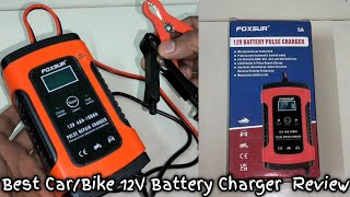 FOXSUR CarBike 12V Battery Pulse Charger Battery Charger Amazon CarBike Cheapest Battery Charger [upl. by Corsetti]