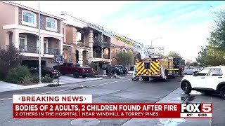 4 bodies recovered 2 injured after southwest Las Vegas house catches fire collapses [upl. by Tingey166]