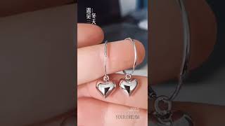 Gold Veimeil Jewelry 925 Sterling Silver Heart Hoop Earrings for women shortvideojewellery [upl. by Adnaloj]