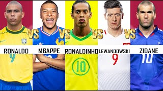 Comparison Ronaldo Versus Mbappé Versus Ronaldinho Versus Lewandowski Versus Zidane [upl. by Jp339]