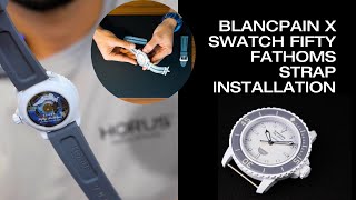 How to Change the Strap on the Blancpain x Swatch Fifty Fathoms [upl. by Ffirahs]