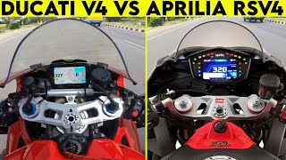 Ducati Panigale V4 VS Aprilia RSV4  0 TO 300  TOPSPEED [upl. by Vedette502]