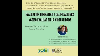 Evaluación formativa y calificaciones ¿Cómo evaluar en la virtualidad [upl. by Aynahs916]