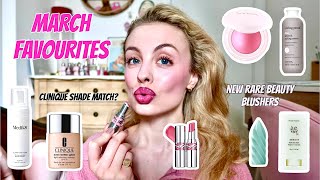 MARCH FAVOURITES  new rare beauty blushers ysl loveshine lipsticks amp more [upl. by Abbotson]