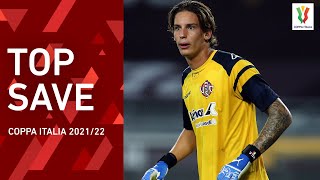 Marco Carnesecchi saves on Mandragora  Torino 00 Cremonese  Top Save  Coppa Italia 202122 [upl. by Nomolos]