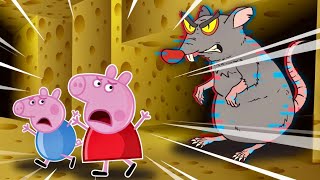 Peppa Pig amp Baby George ESCAPE GIANT RAT in Cheese Escape Roblox [upl. by Arahsal125]