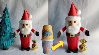 Santa Claus Making With Paper Cup  How to Make Santa Claus  NK Creation Noorjahan [upl. by Kajdan]