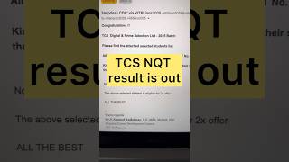 TCS NQT result is out vit interview tcs shorts [upl. by Diandra]