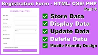 How to Create a Registration Form in HTML CSS and PHP  Responsive Registration Form in HTML amp CSS [upl. by Dasya797]