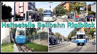 Bus Tram und Standseilbahn bei der Haltestelle Seilbahn Rigiblick Stadt Zürich Schweiz 2021 [upl. by Isawk]