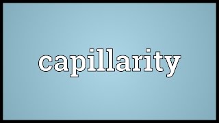 Capillarity Meaning [upl. by Alioz]