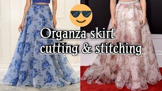 Organza fabric skirt cutting amp stitching in easy way [upl. by Hermine]