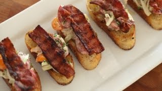 BLT Crostini Recipe Appetizer  KIN EATS [upl. by Lotsirb]