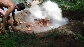 Making a coconut shell charcoal 1 of 2 [upl. by Ainigriv564]