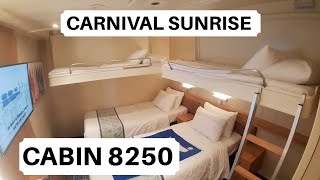 Carnival Sunrise Cabin 8250 Category 4F  Interior Stateroom [upl. by Noivart]