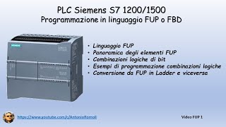 PLC Siemens S7 1200  Introduzione al linguaggio a blocchi FUP FBD [upl. by Albemarle]