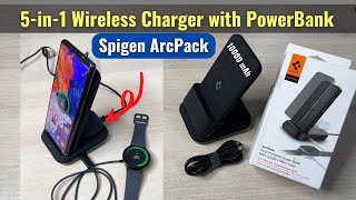 Spigen ArcPack 5in1 Wireless Charger with 10000mAh Power Bank Unboxing amp Review [upl. by Egroeg413]